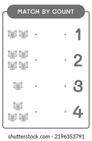 Match by count of Butterfly, game for children. Vector illustration, printable worksheet