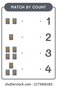 Match by count of Calculator, game for children. Vector illustration, printable worksheet