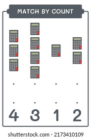Match by count of Calculator, game for children. Vector illustration, printable worksheet