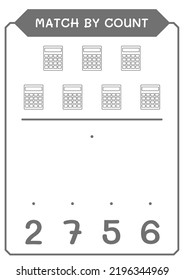 Match by count of Calculator, game for children. Vector illustration, printable worksheet