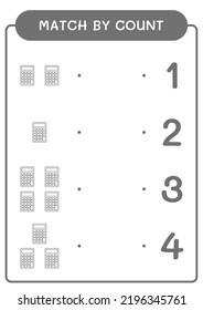 Coincidencia por número de Calculadora, juego para niños. Ilustración del vector, hoja de cálculo imprimible