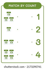 Match by count of Calender, game for children. Vector illustration, printable worksheet