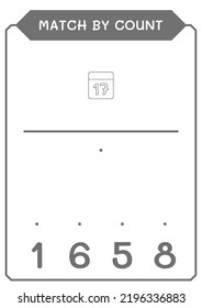 Match by count of Calender, game for children. Vector illustration, printable worksheet