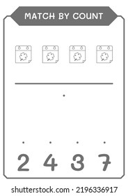Match by count of Calender, game for children. Vector illustration, printable worksheet