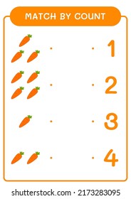 Match by count of Carrot, game for children. Vector illustration, printable worksheet