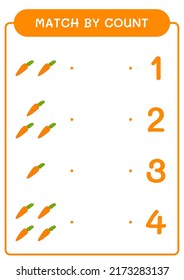 Coincidencia por número de Carrot, juego para niños. Ilustración del vector, hoja de cálculo imprimible