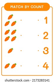 Match by count of Carrot, game for children. Vector illustration, printable worksheet