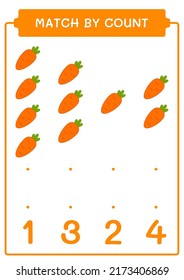 Coincidencia por número de Carrot, juego para niños. Ilustración del vector, hoja de cálculo imprimible