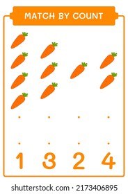 Match by count of Carrot, game for children. Vector illustration, printable worksheet