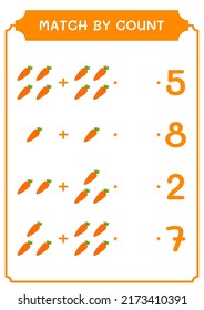 Match by count of Carrot, game for children. Vector illustration, printable worksheet