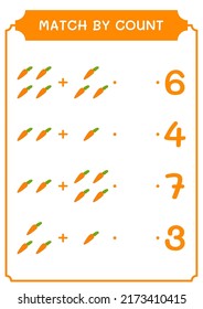 Match by count of Carrot, game for children. Vector illustration, printable worksheet