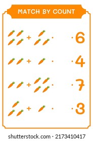 Match by count of Carrot, game for children. Vector illustration, printable worksheet