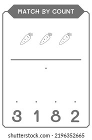Match by count of Carrot, game for children. Vector illustration, printable worksheet