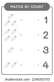 Match by count of Carrot, game for children. Vector illustration, printable worksheet