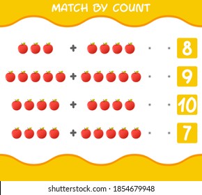 Match by count of cartoon apples. Match and count game. Educational game for pre shool years kids and toddlers