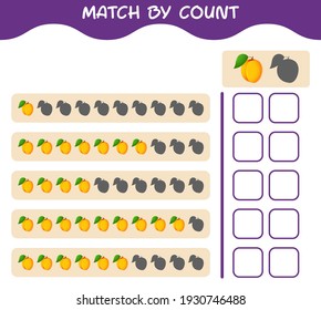 Match by count of cartoon apricot. Match and count game. Educational game for pre shool years kids and toddlers