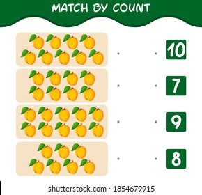 Match by count of cartoon apricots. Match and count game. Educational game for pre shool years kids and toddlers