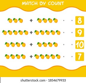 Match by count of cartoon apricots. Match and count game. Educational game for pre shool years kids and toddlers