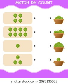 Match by count of cartoon artichoke. Match and count game. Educational game for pre shool years kids and toddlers