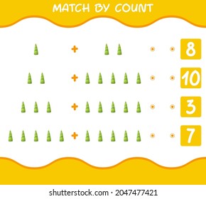 Match by count of cartoon bamboo shoot. Match and count game. Educational game for pre shool years kids and toddlers