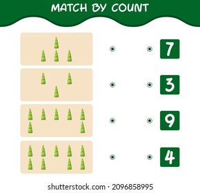 Match by count of cartoon bamboo shoot. Match and count game. Educational game for pre shool years kids and toddlers