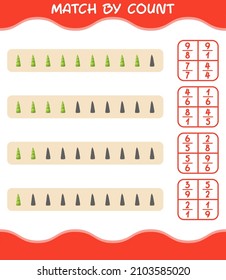Match by count of cartoon bamboo shoot. Match and count game. Educational game for pre shool years kids and toddlers