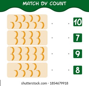Match by count of cartoon bananas. Match and count game. Educational game for pre shool years kids and toddlers