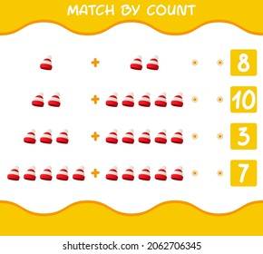 Match by count of cartoon beanie. Match and count game. Educational game for pre shool years kids and toddlers