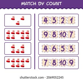 Match by count of cartoon beanie. Match and count game. Educational game for pre shool years kids and toddlers