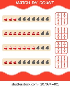 Match by count of cartoon beanie. Match and count game. Educational game for pre shool years kids and toddlers