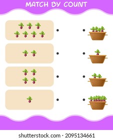 Match by count of cartoon beet. Match and count game. Educational game for pre shool years kids and toddlers