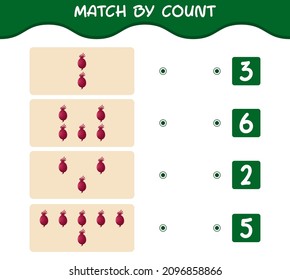 Match by count of cartoon beet. Match and count game. Educational game for pre shool years kids and toddlers