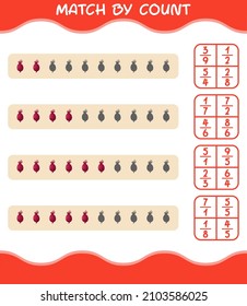 Match by count of cartoon beet. Match and count game. Educational game for pre shool years kids and toddlers