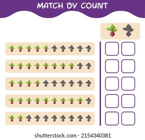 Match by count of cartoon beet. Match and count game. Educational game for pre shool years kids and toddlers