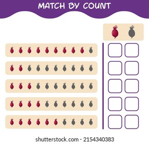 Match by count of cartoon beet. Match and count game. Educational game for pre shool years kids and toddlers