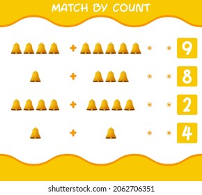 Match by count of cartoon bell. Match and count game. Educational game for pre shool years kids and toddlers