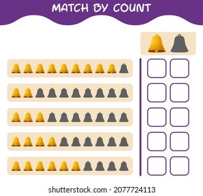 Match by count of cartoon bell. Match and count game. Educational game for pre shool years kids and toddlers