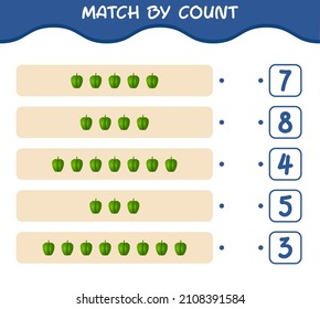 Entspricht der Anzahl der Glockenpfeffer. Match and count Game. Erziehungsspiel für Kinder und Kleinkinder im Vorschulalter