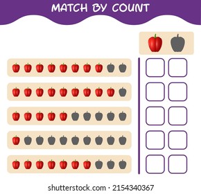 Match by count of cartoon bell pepper. Match and count game. Educational game for pre shool years kids and toddlers