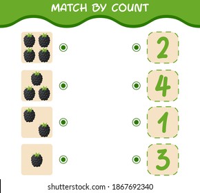 Match by count of cartoon blackberries. Match and count game. Educational game for pre shool years kids and toddlers