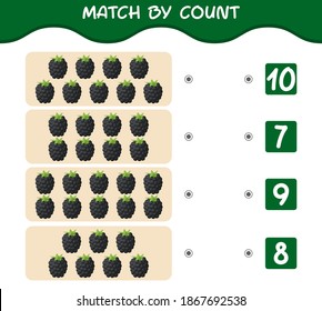 Match by count of cartoon blackberries. Match and count game. Educational game for pre shool years kids and toddlers