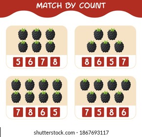 Match by count of cartoon blackberries. Match and count game. Educational game for pre shool years kids and toddlers
