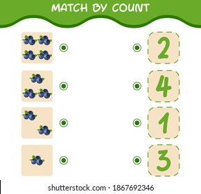 Match nach Anzahl der Cartoon-Heidelbeeren. Match and count Game. Erziehungsspiel für Kinder und Kleinkinder im Vorschulalter