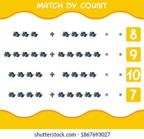 Match by count of cartoon blueberries. Match and count game. Educational game for pre shool years kids and toddlers