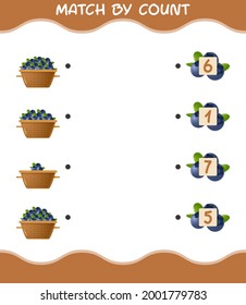 Match by count of cartoon blueberry. Match and count game. Educational game for pre shool years kids and toddlers