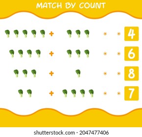 Match by count of cartoon bok choy. Match and count game. Educational game for pre shool years kids and toddlers