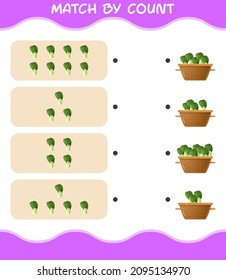 Match by count of cartoon bok choy. Match and count game. Educational game for pre shool years kids and toddlers