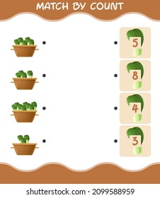 Match by count of cartoon bok choy. Match and count game. Educational game for pre shool years kids and toddlers