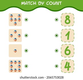 Match by count of cartoon boys. Match and count game. Educational game for pre shool years kids and toddlers