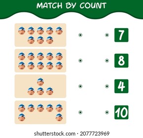 Match by count of cartoon boys. Match and count game. Educational game for pre shool years kids and toddlers
